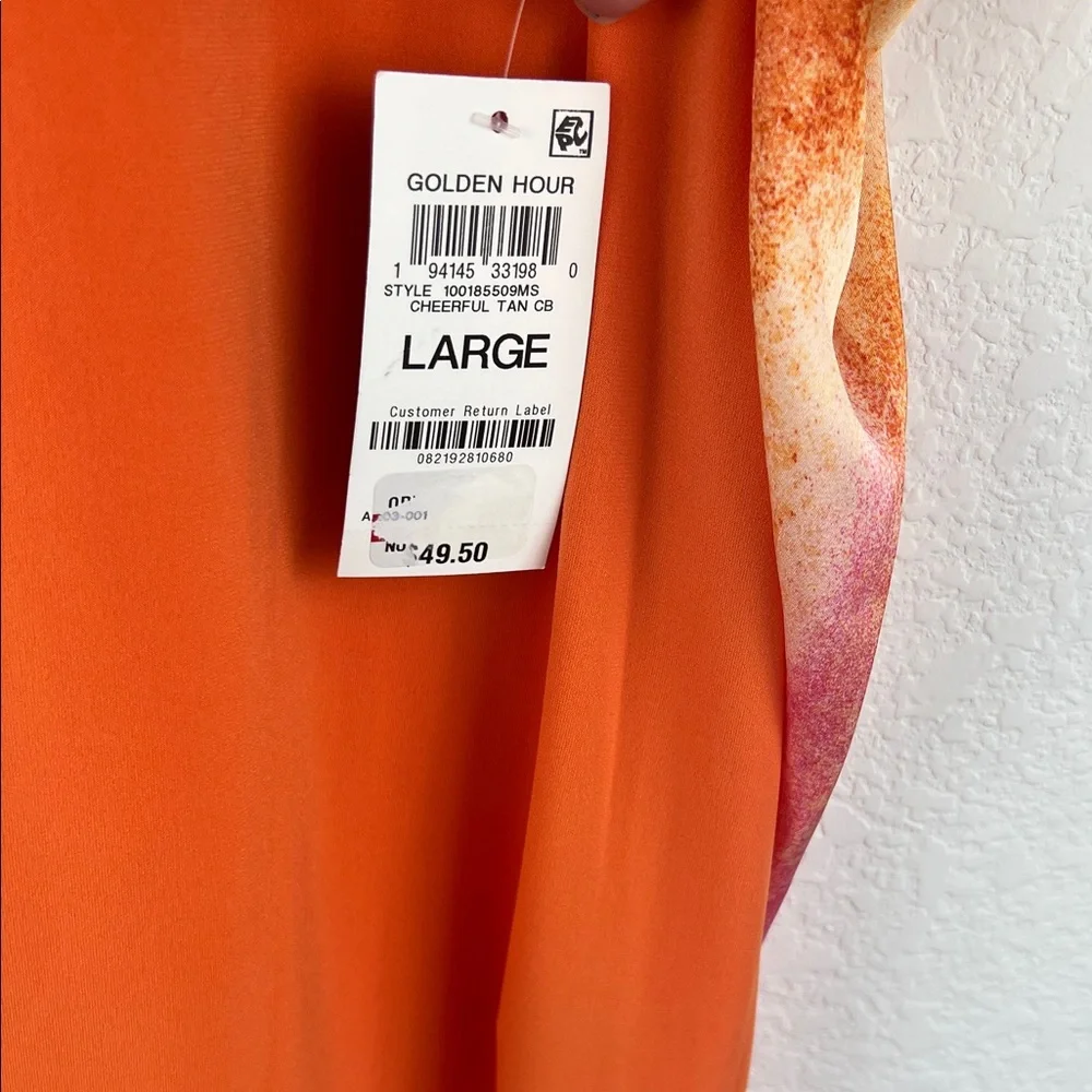 JM Collection Vibrant Orange V-Neck Tunic - Picture 4 of 8